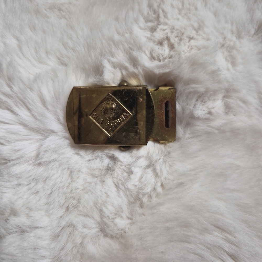Vintage Cub Scouts Belt Buckle Solid Brass Gold Tone Camp Outdoors Kids Boys ✨️